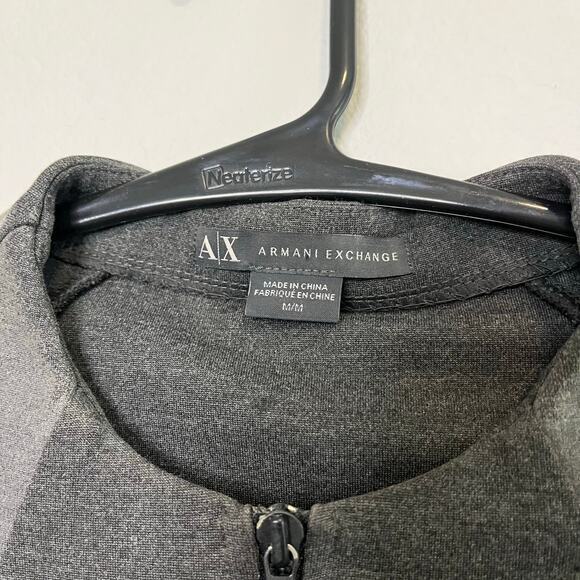 Armani Exchange Two Tone Gray Full Zip Jacket Moto Biker Style Medium - Picture 2 of 5